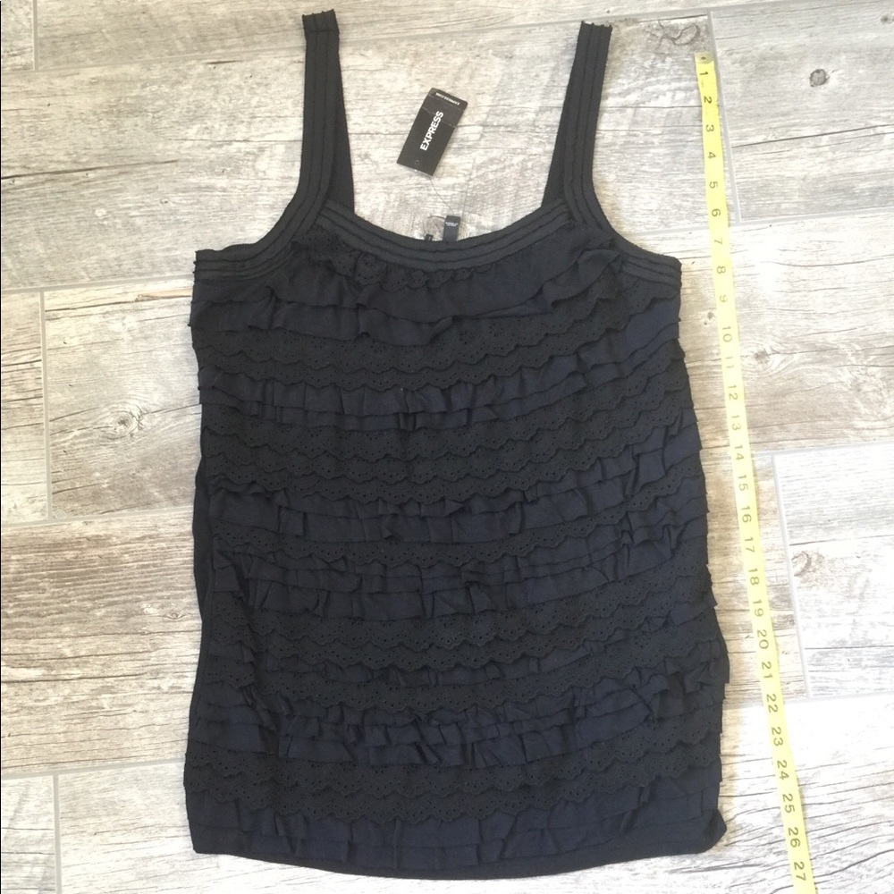 Ruffle Front Black Tank New Express